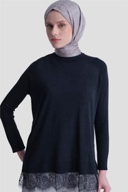 Resim Armine Dantelli Rayon Tunik Lacivert 