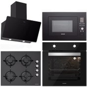 Resim Silverline BO6501B01 - CS5349B01 - 3457 Soho 60 - MW9018B01 Siyah Cam Ankastre Set 