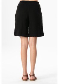 Resim Beli Lastikli Rüzgar Diz Üstü Müslin Yazlık Şort Siyah Syh Siyah 
