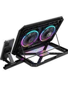 Resim Hsc Bilişim Çift Fanlı Laptop Soğutucu Rgb Işıklı Sessiz Notebook Standı 