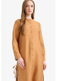 Resim DeFacto Regular Fit Basic Düz Yanları Bağcıklı Uzun Kollu Tesettür Gömlek Tunik F2182AX25SMBN563 
