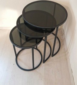 Resim Liv Çelik Kapi Aksesuarlari Liv Aks Füme Cam 3 Lü Siyah Zigon Sehpa Siyah 