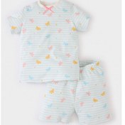 Resim Defacto Kız Bebek Pijama Takımı Kelebek Desenli Kısa Kollu Penye Üst Beli Lastikli Şort E1550a525hsbe440 Mavi 