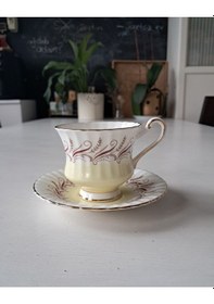 Resim Paragon Floral Antika Duble Boy Kahve Fincanı Fine Bone China Krem 