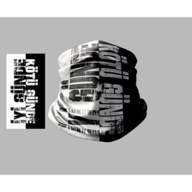 Resim Buffalo Siyah Beyaz Tasarımlı Motorcu Çok Amaçlı Outdoor Boyunluk Unisex Bandana 