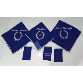 Resim İsimli Sünnet Şalı Omuz Atkısı Kirve Sünnet Annesi Nakış Işlemeli Kına Şalı Eldiven Üçlü Takım 