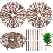 Resim 3'lü paket Yuvarlak Bitki Altlığı Izgaraları Kazıklarla - Kediler ve Çocuklar İçin Plastik Saksı Bariyerleri, Toprak Koruma Halkaları Toprak Çivileriyle 