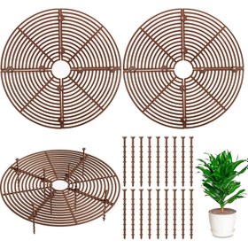 Resim 3'lü paket Yuvarlak Bitki Altlığı Izgaraları Kazıklarla - Kediler ve Çocuklar İçin Plastik Saksı Bariyerleri, Toprak Koruma Halkaları Toprak Çivileriyle 