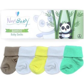 Resim Novibaby 5'li Bambu Yenidoğan Bebek Çorabı I Summer I 0-6 ay "Karışık Renkli" 