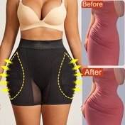 Resim Kadınlar için Sahte Kalça ile Şekillendirici Şortlar, Yüksek Bel Karın Kontrolü İç Çamaşırı ve Kalça Kaldırma ile Vücut Kontürleme için Çıkarılabilir Sünger Pedler, Rahat Vücut Şekillendirici Pantolon 