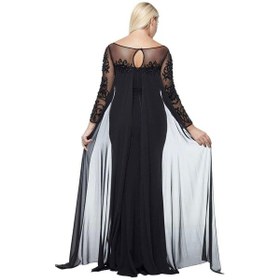 Resim Moda Berray 8028 Uzun Kollu Arkası Şifon Kuyruklu Abiye Elbise Siyah Siyah 