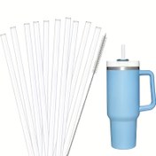 Resim 30oz / 40oz Stanley Tumblers için Yeniden Kullanılabilir Plastik Pipetler ve Temizleme Fırçası - Günlük Kullanım İçin Yiyecek Güvenli, Dayanıklı ve Hijyenik İçme Çözümleri 