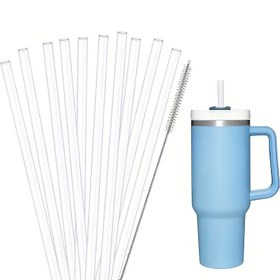 Resim 30oz / 40oz Stanley Tumblers için Yeniden Kullanılabilir Plastik Pipetler ve Temizleme Fırçası - Günlük Kullanım İçin Yiyecek Güvenli, Dayanıklı ve Hijyenik İçme Çözümleri 