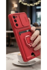 Resim AQUA AKSESUAR Samsung Galaxy S20 Fe Kılıf Ipli Ve Lens Korumalı Renkli Yüzüklü Askılı Telefon Kılıfı - Kırmızı 