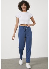 Resim Beli Lastikli Önü İp Detaylı Eşofman Alt - Indigo İndigo 