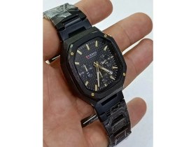 Resim Curren Çelik Kordonlu, Siyah Kaplama, Kronometreli, Takvimli, Su Geçirmez, 2 Yıl Garantili Erkek Kol Saati 