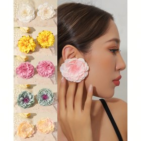 Resim 1 Çift Vintage Tarzı 3D Sahte Piyon Çiçeği Küpeler, Büyük Deklarasyon Moda Studs Kadınlar, Hipnoalerjenik Paslanmaz Çelik, Günlük ve Tatil Giysisi için Çok Yönlü, Altı Renk Mevcuttur 