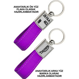 Resim Promosyon Denizi Ön Yüz Tpıumph Logolu Arka Yüz Plakanıza Özel Mor Anahtarlık 