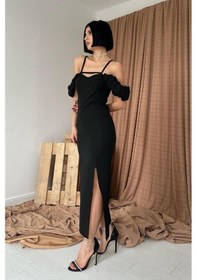 Resim Valensdesign Siyah Askı Detaylı Elbise Siyah 