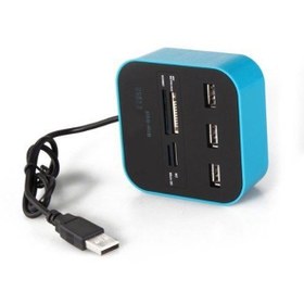 Resim 3 Port Usb 2.0 Hub Usb Çoklayıcı Usb Kart Okuyucu Mavi 