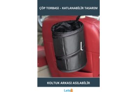 Resim Letsii Katlanabilir Dayanıklı Araç Içi Çöp Torbası 