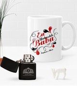 Resim Bk Gift Kişiye Özel En Yakışıklı Baba Benzinli Çakmak Ve Kupa Seti 