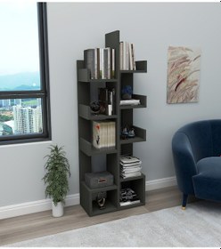 Resim Iboda Nysa 10 Bölmeli Kitaplık Koyu Gri 