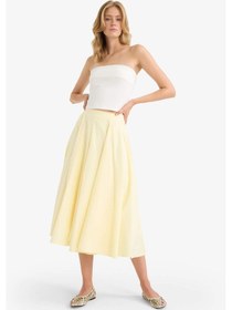 Resim Defacto A Kesim Normal Bel Astarlı Poplin Maxi Etek G0777ax25smyl504 Sarı 