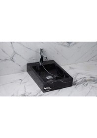 Resim Toros Siyah Yandan Batarya Çıkışlı Kare Lavabo 