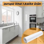 Resim KRCDİJİTAL Parlak Beyaz Folyo 50cmx5mt Lake Görünüm Yapışkanlı Kaplama Folyosu 
