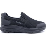 Resim King Paolo K1114 Memory Foam Erkek Tekstil Siyah Bağcıksız Spor Yürüyüş Ayakkabı 