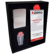 Resim Zippo Çakmak Polish Parlak Gri Hediyelik Benzin Taş Set du10polis 