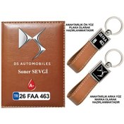 Resim Plakanıza Özel Ds Automobiles Logolu Taba Ruhsat Kabı Ve Anahtarlık 