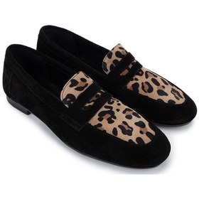 Resim Tamer Tanca Kadın Hakiki Deri Siyah Süet Loafer Ayakkabı 961 555 Bn Ayk Y25 Syh Suet/leopar SIYAH SUET 