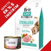 Resim Brit Care Sterilised Urinary Tavuk Tahılsız Kısırlaştırılmış Kedi Maması 7 Kg + 4 Adet 85 Gr Yaş Mama 