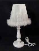 Resim TEKAY AYDINLATMA Krem Peluş Tüylü Çocuk Odası Yatak Odası Abajur 