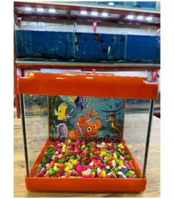 Resim Canlipetshop Turuncu Renkli Mini Kare Akvaryum 20x20x15 CM 