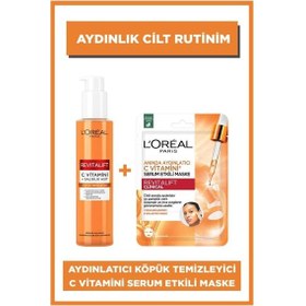 Resim L'Oréal Paris Revitalift Vitamin C Aydınlatıcı ve Gözenek Karşıtı Köpük Temizleyici 150 ML + C Vitamini Serum Etkili Maske 