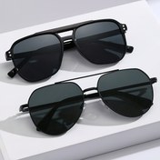 Resim 2 Adet Erkek Retro Geometrik Çift Köprü Moda Gözlük - Renkli Camlı Siyah Tam Çerçeve, Müzik Festivalleri, Streetwear ve Aktiviteler için Festival Aksesuarı, Modern Dokunuşlu Dayanıklı Gözlük 