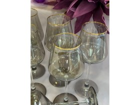 Resim MD Mimoza Dekor MD Mimoza Füme Gold Kadeh 6'lı Set Kırmızı Şarap Kadehi 450 ml Şık Tasarım 