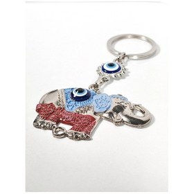 Resim Fil Figürlü Nazar Boncuklu Metal Anahtarlık Bereket, Güç Ve Koruyucu Enerji Çok Renkli 