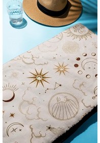 Resim Dijital Baskı Plaj Deniz Havlusu Güneş Ve Yıldız Desenli Peştamal Hvl0083 Renkli 
