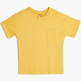 Resim Koton Erkek Bebek Basic Tişört Kısa Kollu Cep Detaylı Pamuklu Hardal Sarı 
