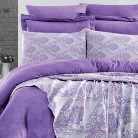 Resim Maxstyle Jakarlı Giza Koyu Lila Yatak Örtüsü 