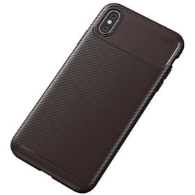 Resim MOBAX Apple Iphone X Kılıf Karbon Silikon Case Kahverengi 