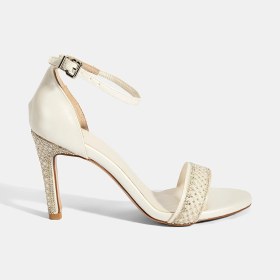 Resim Desa Kadın Beyaz Ayarlanabilir Tokalı Taşlı Topuklu Abiye Sandalet 