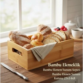 Resim Bambu Ekmeklik, Bambu Ekmek Sunum Sepeti, Bambu Ekmek Sunum 25X14X8 cm 
