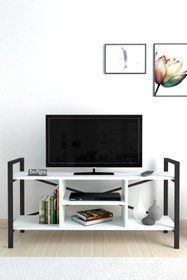 Resim Bofigo Tv Sehpası Raflı Tv Ünitesi Televizyon Sehpası Beyaz 