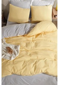 Resim More Home Tek Kişilik Yorgan Kılıfı + Yastık Kılıfı Sarı Gri Kombin 
