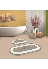 Resim Vizon Kaymaz Taban Oval Banyo Paspas Takım 416-06 çok renkli 